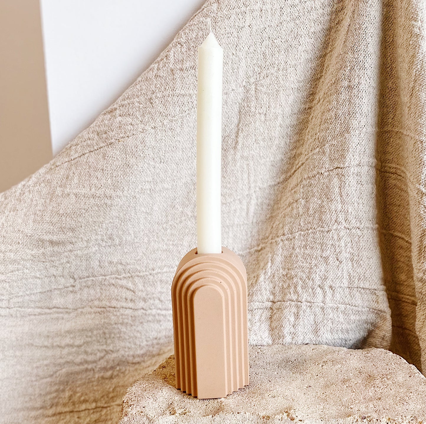 Jesmonite Arch Candlestick Holder - Tan